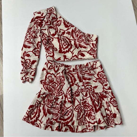 Zara Bloggers Favorite Print Poplin One Shoulder Top + Mini Skirt Set Size S - Picture 7 of 16